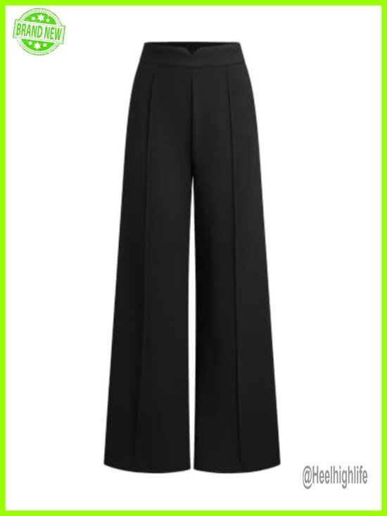 Pants - Women's Wide Leg Palazzo Pants High Waisted Tummy Control Pinstripe